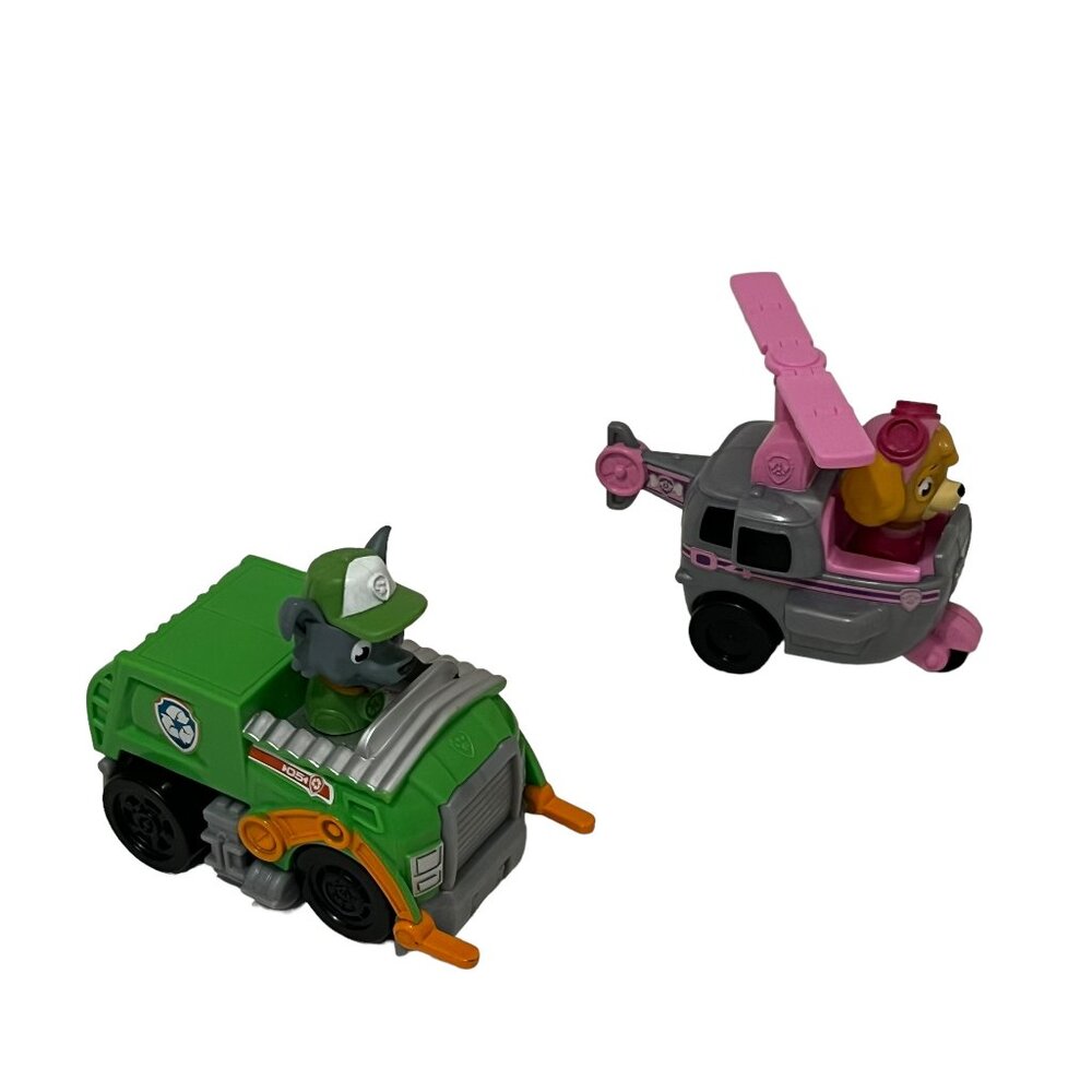 PAW PATROL Lot Of 2 Dog Rescue Racers Rocky Skye Vehicles Spin Master